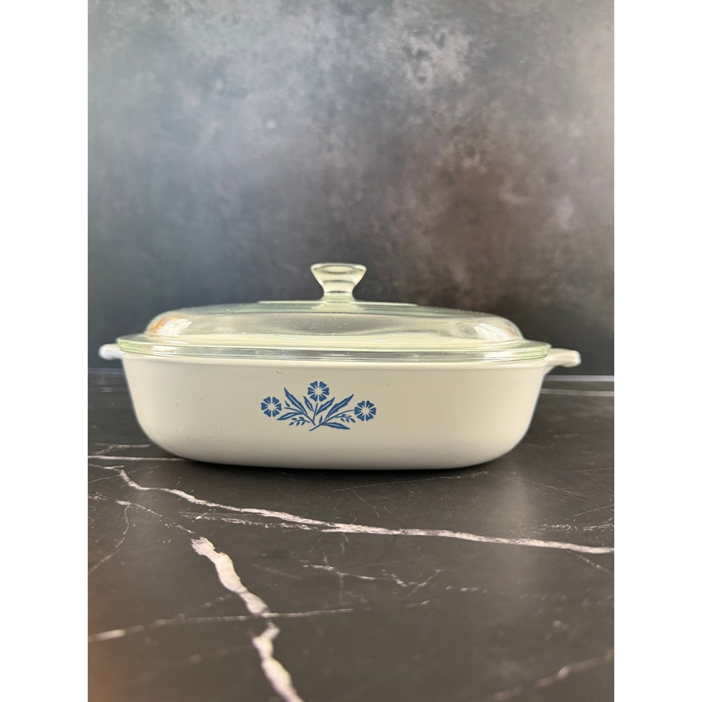 Vintage Blue Cornflower Corning Ware 9in P-9-B Casserole Dish with Lid